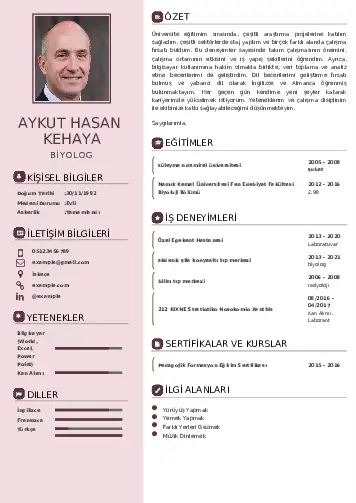 Biyolog CV Örnekleri cv indir